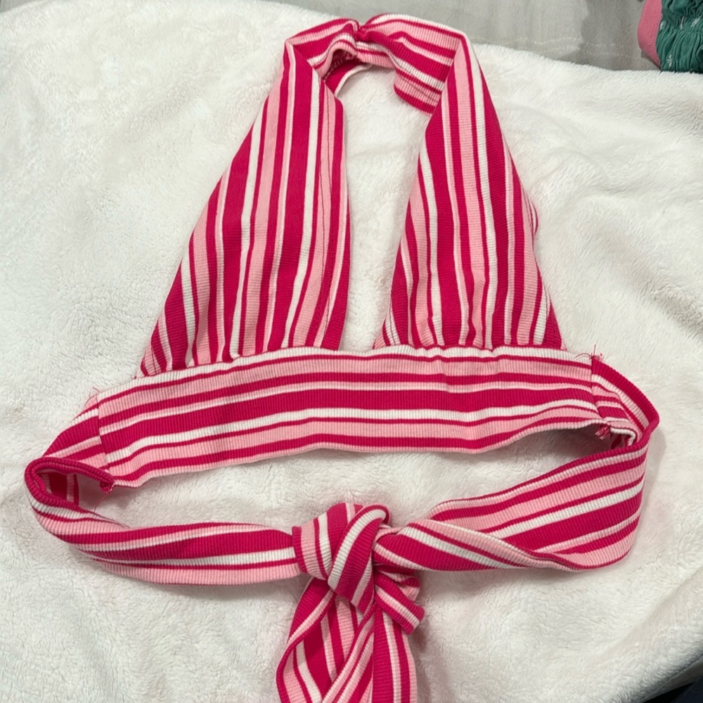 Pink and white wrap around shirt